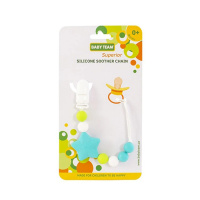 Ланцюжок для пустушки "Зірка" 3390(Blue) силіконовий