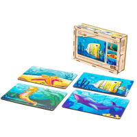 Дитячий дерев'яний пазл Морські жителі 4 в 1 Puz-57896, 80 елементів