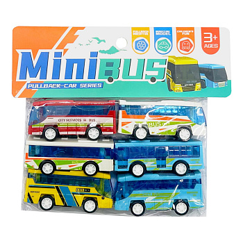 Дитячий набір інерційних автобусів HET-057, 6 штук в пакеті