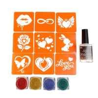 Набір для біо-тату "Love Story #2 - гліттер" set-love-story-2-glitter 9 трафаретів