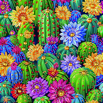 Алмазна мозаїка "Квіткові кактуси" BH014 неповна викладка 25х25 см