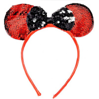 Набір обідків для волосся "Міккі" 0106-264 вушка в паєтках, 6 штук