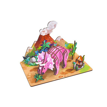 Дерев'яний пазл 3D "Triceratops" 68046W 34 деталі 