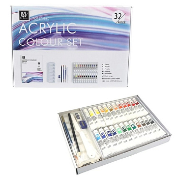 Набір для творчості "Art Nation" A32, 24 кольори по 12 мл, палітра