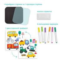 Дорожня книга для малювання "Транспорт" 301046, 6 кольорових маркерів
