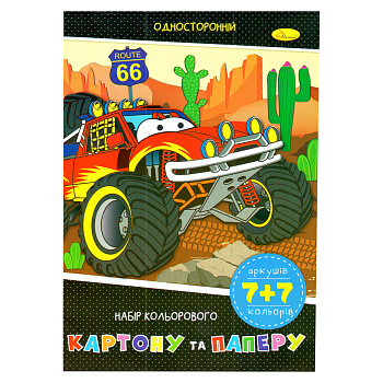 Набір кольорового паперу та картону А-4 АП-1301-02, 7+7 аркушів