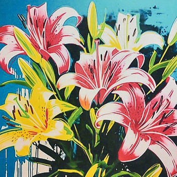 Алмазна мозаїка "Лілії в блакитній тиші" HEE16315 30х30 см 