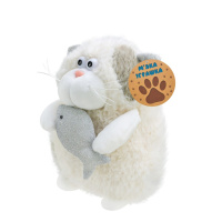 Дитяча м'яка іграшка "Кумедний кіт" C6302 з рибкою, розмір 20 см