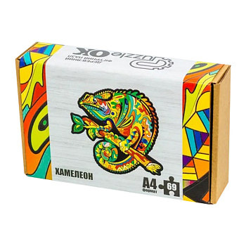 Фігурний дерев'яний пазл A4 Хамелеон PuzA4-01746, 69 деталей