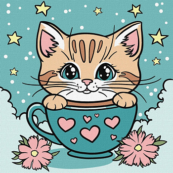 Картина за номерами "Чудовий котик" ©art_selena_ua KHO6280, 25х25 см