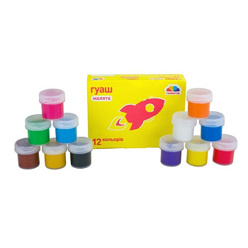 Фарби гуашеві "Малюки" 100203, 12 кольорів 10 мл