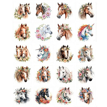 Набір тимчасових татуювань "Коні" Horses-20-01 розмір 6х6 см
