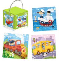 Дитячий набір пазлів "Транспорт" DoDo 300132, 4 в 1