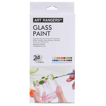 Набір фарб для скла GAS2415, 15 мл, 24 кольори, 3 пензлика