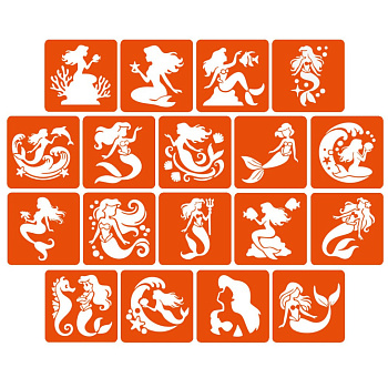 Набір трафаретів для біо-тату "Русалки" mermaids-5x5-18, 18 трафаретів