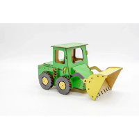 Дитячий дерев'яний 3D конструктор "Бульдозер" Puz-26918, 91 деталь