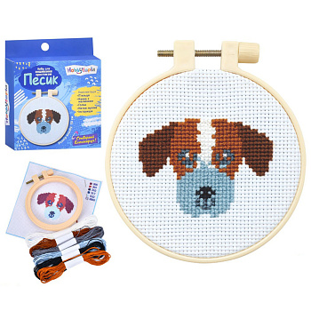 Набір для вишивання хрестиком "Песик" M5867UA п'яльця розмір 9,5 см 