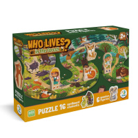 Дитячий пазл з дерев'яними фігурками "Хто живе в лісі?" 300608, 16 елементів