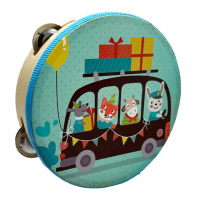Дерев'яна іграшка Бубен "Тварини в транспорті" MD 0367-46 діаметр 15 см