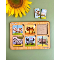 Дерев'яний пазл-сортер "Дивовижні звірятка" Ubumblebees (ПСФ090) PSF090, 6 картинок тварин