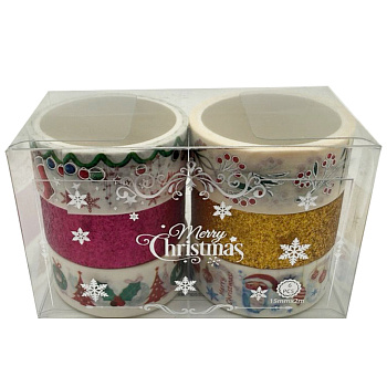Набір декоративний скотч "Merry Christmas" XM-JD2273-3, 1,5 см x 2 м 