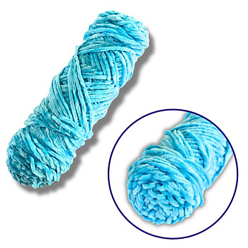 Пряжа плюшева синель PP113, 100 грам, 100% поліестер, блакитний