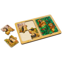 Дерев'яний пазл-вкладиш "Їжачки та ведмеді" Ubumblebees (ПСД186) PSD186 в рамці 