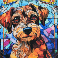 Алмазна мозаїка "Вітражний пес" DEEX16282 не повна викладка 30х30 см 