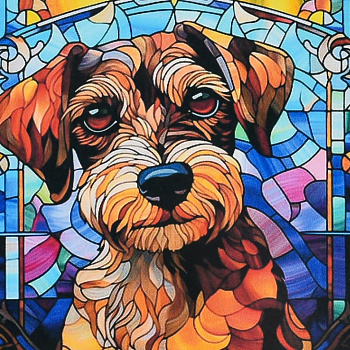 Алмазна мозаїка "Вітражний пес" DEEX16282 не повна викладка 30х30 см 