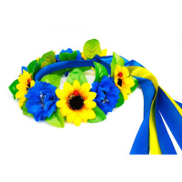 Обідок-вінок український "Квіти" 0205-759 з об'ємними квітами