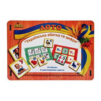 Настільна гра Лото "Абетка і цифри" (ПСД250) PSD250, 48 фішок