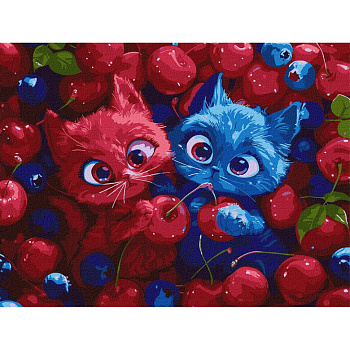 Картина за номерами "Ягідні пухнастики" ©art_selena_ua KHO5143, 30х40 см 