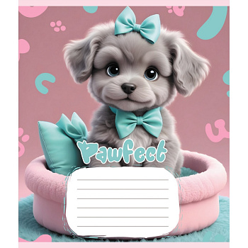 Зошит учнівський "Цуценята" 012-510126C-3 в косу лінію, 12 аркушів  