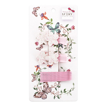 Затискач дитячий для волосся "Зірочка" T18543(рожеві квіточки)