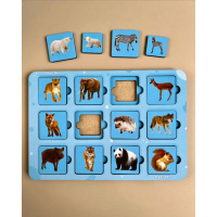 Дерев'яний пазл-сортер "Мама та малюк" Ubumblebees (ПСФ087) PSF087 дикі тварини