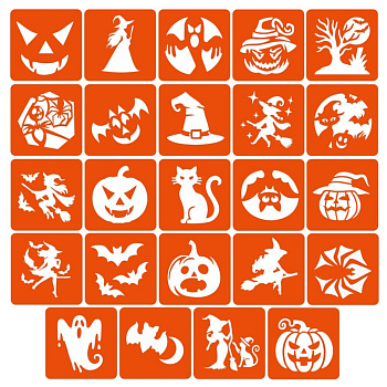 Набір трафаретів для біо-тату "Хелловін №2" Hallowween-2-24, 24 трафарети 6х6 см