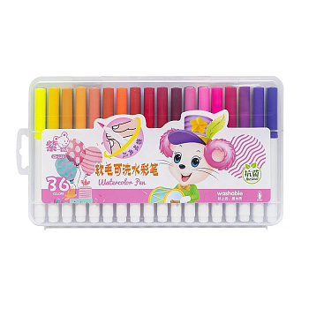 Фломастер - пензлик "Water color pen" 36 кольорів 228-36 у пластиковому боксі