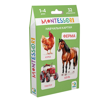Дитячий набір навчальних карток Монтессорі "Ферма" 301233, 32 зображення