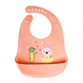 Слинявчик силіконовий "Зайчик" MGZ-0611 (Red) з кишенею