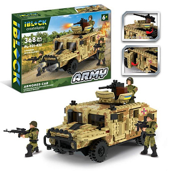 Дитячий конструктор Військовий джип IBLOCK PL-921-432, 368 деталей