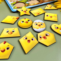 Дерев'яний пазл-вкладиш "Курчата" Ubumblebees (ПСД163) PSD163 геометричні фігури