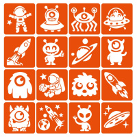 Набір трафаретів для біо-тату "Монстри та ракети №2" monsters-and-rockets-2-6x6-16