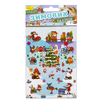 Дитячий набір зимових наліпок НС-В6-11-2 2 аркуші, 28 наліпок
