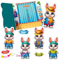 Гра розвиваюча з липучками "Зайчик" VT1320-04, 10 елементів одягу