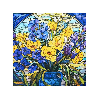 Алмазна мозаїка "Вітражні квіти" DEEX16280 не повна викладка 30х30 см