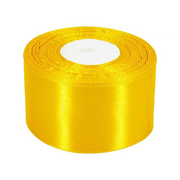 Атласна стрічка для рукоділля АБ-504, 5 см x 23 м, Жовтий