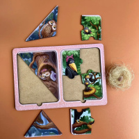 Дерев'яний пазл-вкладиш "Ворони та сови" Ubumblebees (ПСД187) PSD187 в рамці