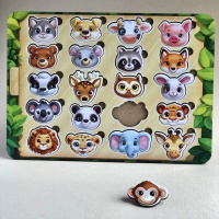 Дерев'яний пазл-сортер "Мордочки" Ubumblebees (ПСФ084) PSF084 мордочки тварин