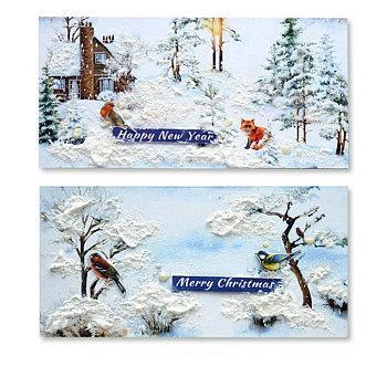 Набір для створення 2 шт вітальних листівок на підставках "Зимовий ліс" FDGCK-049, 20 см х 10 см              
