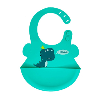 Слюнявчик силіконовий "Діно" MGZ-0616(Turquoise) з кишенею